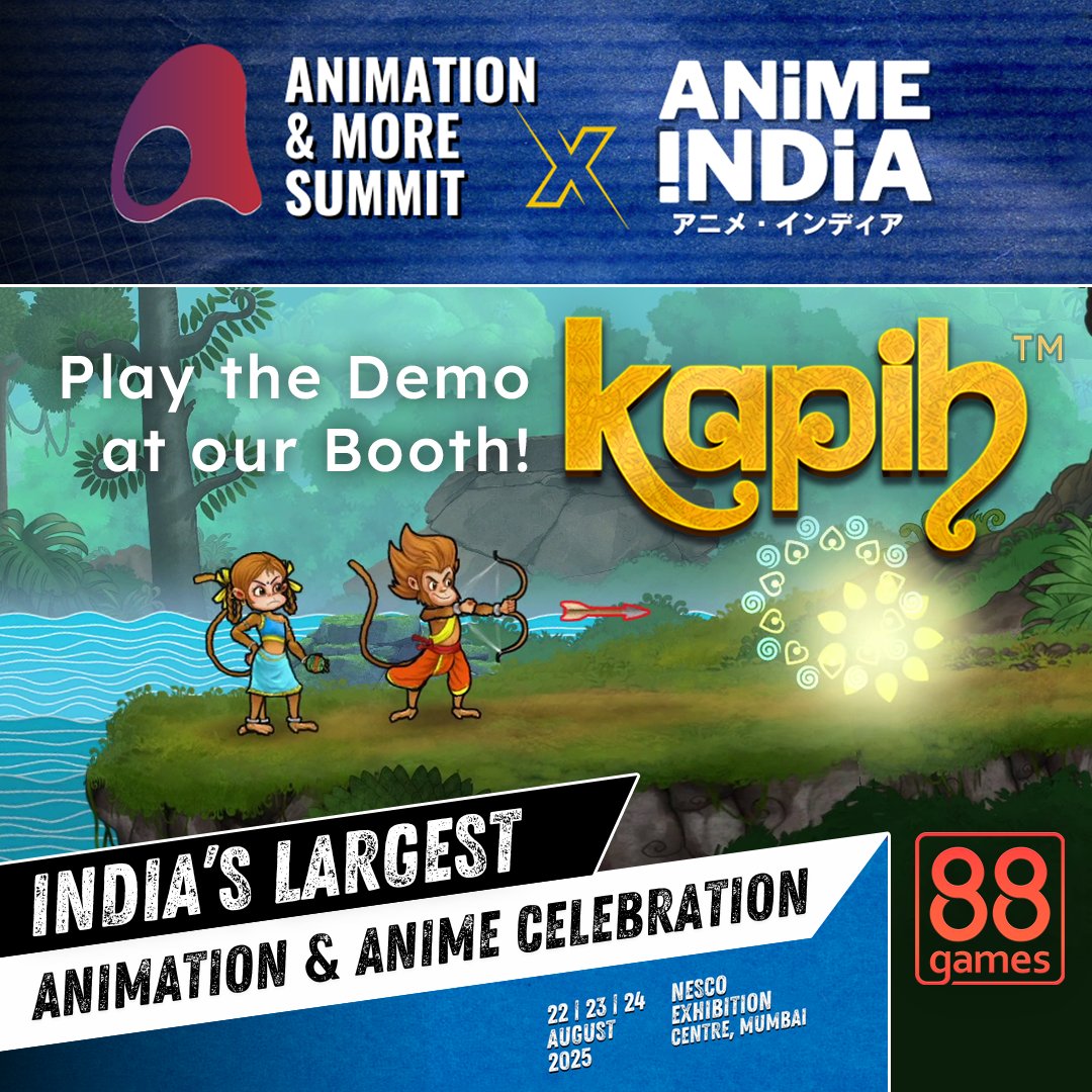 We are super excited to be at Animation and More Summit x Anime India 2025 😊. Visit our booth at Hall 1 and play the game live! 😮

#kapih #kapihgame #88games #animationandmoresummit #animationandmore #animationandmore2025 #animeindia #animeindiafans  #gamedev #indiegame #mumbai