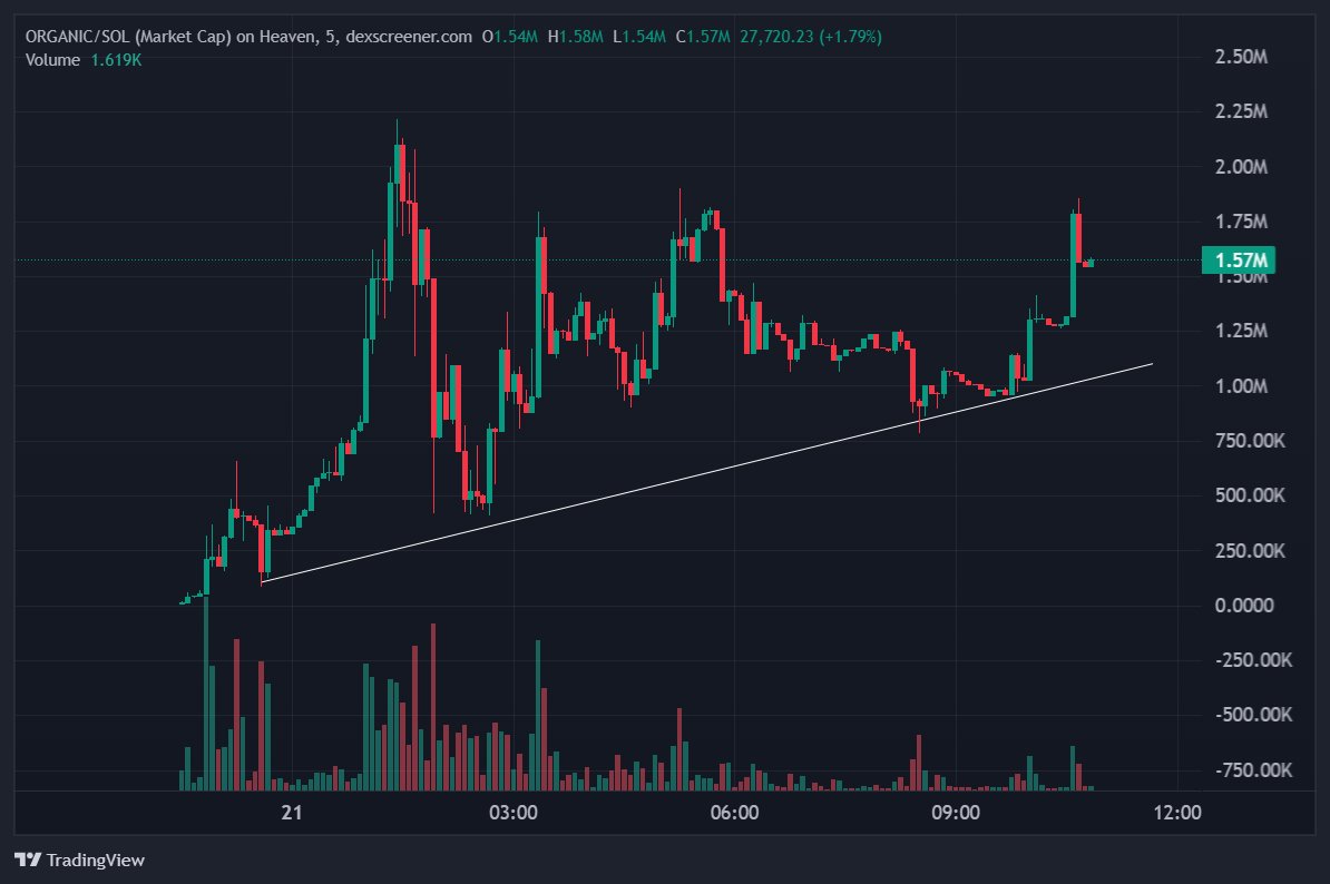 Degen God (@degengod_sol) on Twitter photo $ORGANIC
Deployed by the Dark Eclipse dev ($50M ATH AI coin)
Currently sitting in the Top 5 coins on Heavendex
They’ve got a website with 14 games, a merch store, and full <a href="/JupiterExchange/">Jupiter (🐱, 🐐)</a> swap integration
Supply is controlled… so maybe this one’s actually organic🌱 $ORGANIC
Deployed by the Dark Eclipse dev ($50M ATH AI coin)
Currently sitting in the Top 5 coins on Heavendex
They’ve got a website with 14 games, a merch store, and full <a href="/JupiterExchange/">Jupiter (🐱, 🐐)</a> swap integration
Supply is controlled… so maybe this one’s actually organic🌱