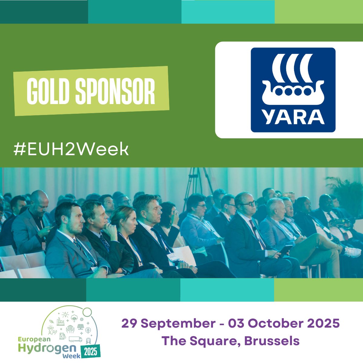 EUH2Week's tweet photo. 📣 Happy to have @yara onboard as a #GoldSponsor of the #EUH2Week2025!
🔗 https://t.co/kEyuqgvzOx
📅 Join them on 29.09 – 03.10 at The Square, Brussels!
👉 Register now: https://t.co/QyLurWFT6K https://t.co/LgTobYqRqb