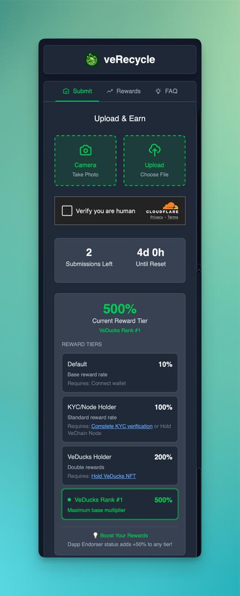 VeRecycle is back, and stronger than ever!🚀

We just launched our new revamped dashboard🔥
Written in NextJS to offer a much faster and intuitive dashboard for an even smoother experience♻️

🚀 + In-app Staking is now live! 💪

Like the new dashboard?
Make sure to stake a token