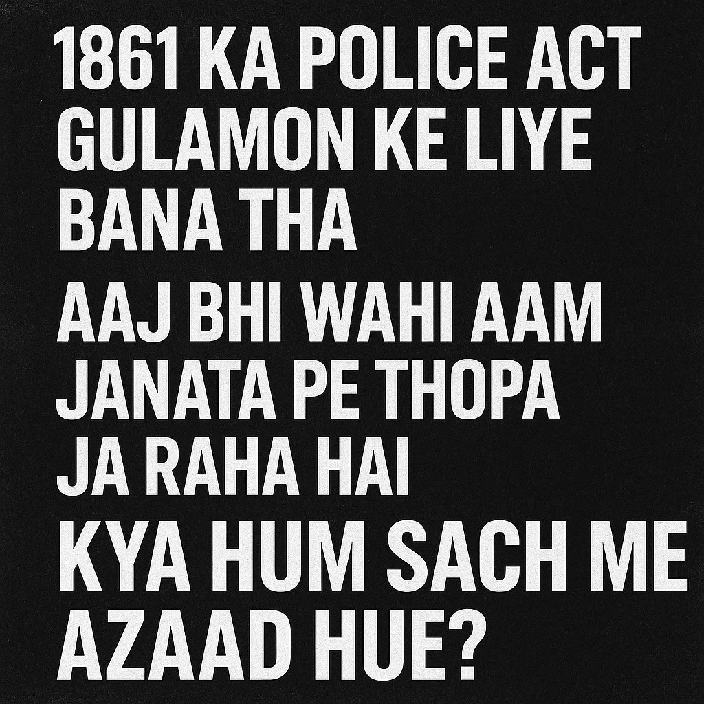 chandu9470's tweet photo. 1861 ka Police Act gulamon ke liye bana tha. Aaj bhi wahi aam janta pe thopa ja raha hai. Kya hum sach me azaad hue? #PoliceReforms #SystemKaSach @HMOIndia @PMOIndia @DelhiPolice @ravishndtv” https://t.co/xMNXiUwT0J