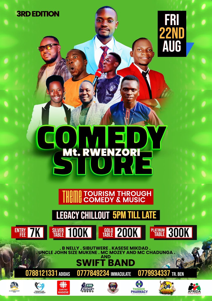 Rwenzori, are you ready????🥰💃

Tomorrow we set the mood for the biggest international marathon with the Mt Rwenzori Comedy Store! Laughter, talent, and culture warming us up before we conquer the peaks with endurance.

This is not just a show, it’s a statement that Rwenzori is