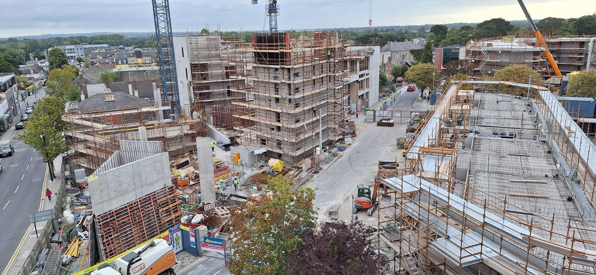 In August 2024 Duggan Brothers went on site in the Swords Cultural Quarter to start construction of Culture House Fingal and 36 new homes . Twelve months later both projects are rising from the ground and on schedule to open in 2027.