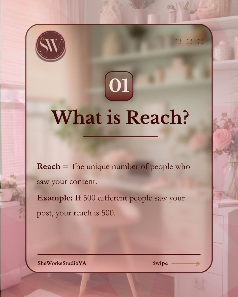 sheworksstudio's tweet photo. 𝗥𝗲𝗮𝗰𝗵 𝘃𝘀. 𝗜𝗺𝗽𝗿𝗲𝘀𝘀𝗶𝗼𝗻𝘀/𝗩𝗶𝗲𝘄𝘀
✓ 𝗥𝗲𝗮𝗰𝗵 = unique people who saw your content
✓ 𝗜𝗺𝗽𝗿𝗲𝘀𝘀𝗶𝗼𝗻𝘀/𝗩𝗶𝗲𝘄𝘀 = total times your content was viewed (including repeats)

Reach = people. 
Impressions/Views = eyeballs. https://t.co/3K3MwTt2u8