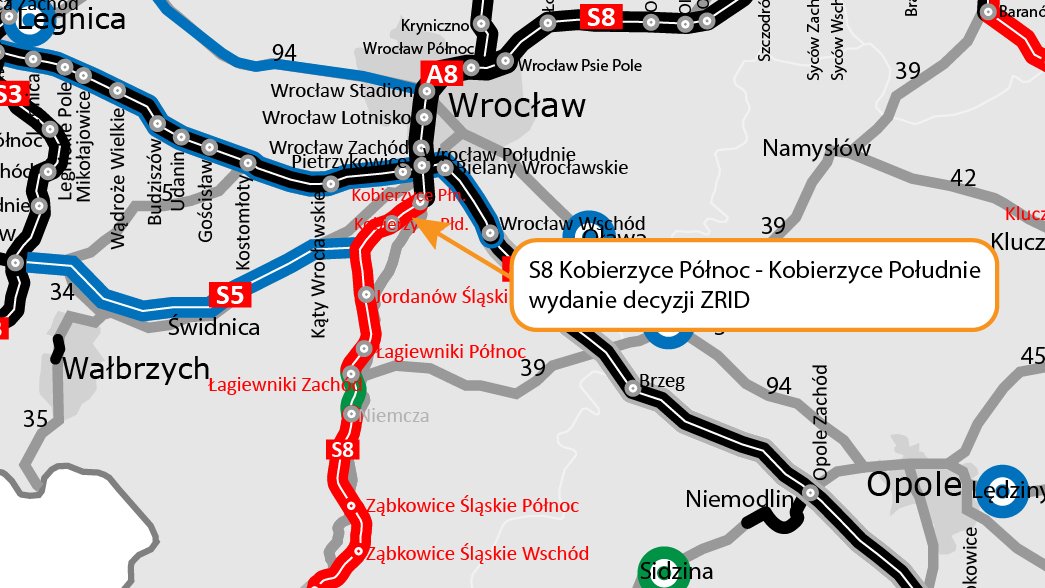 GDDKiA_Wroclaw's tweet photo. Mamy kolejny ZRID dla trasy #S8 Wrocław-Kłodzko! Wojewoda Dolnośląska wydała zezwolenie na realizację inwestycji drogowej (ZRID) dla #S8 pomiędzy węzłami Kobierzyce Północ i Kobierzyce Południe 🛣️ 
https://t.co/MefsoR4l1X https://t.co/W7EQCE5VoC
