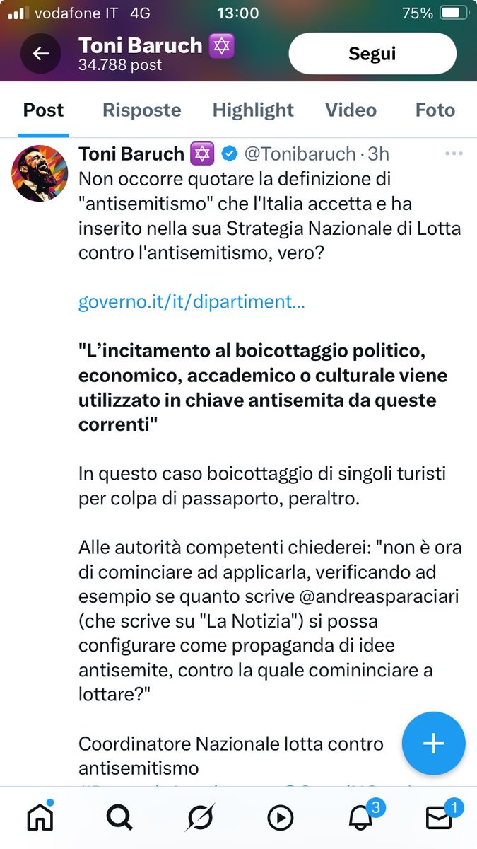 Tra una lacrima e una richiesta di soldi per le spese legali, egli (2) vorrebbe affossare la libertà di parola e di pensiero. Stupidaggini naturalmente, se non mettesse in dubbio la Costituzione italiana. Forse è meglio se continua a pietose fondi per le spese legali