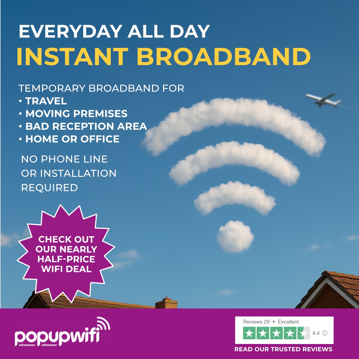 Popup4g's tweet photo. 👉COMPLETE UNLIMITED TEMPORARY BROADBAND
Try our ‘3’ network 30 days WIFI OFFER now only £69.95 reduced from £124.95
Just use coupon “THREEOFFER” on checkout.
👉Visit us at: https://t.co/28ef2e0b2D

#broadbandinternet
#temporarybroadband https://t.co/56BWvMb16s