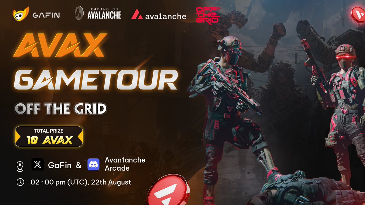 GaFin (@gafin_io) on Twitter photo ⚡️ Warriors, gear up!
The Grid is calling once again — chaos reigns, danger lurks in every corner, and only the fiercest will claim victory. Are you ready to step into the warzone?
🎮 AVAX GameTour: OFF THE GRID Night 🔫
👉 Featuring: <a href="/playoffthegrid/">Off The Grid</a>
🔥Official Sponsors: ⚡️ Warriors, gear up!
The Grid is calling once again — chaos reigns, danger lurks in every corner, and only the fiercest will claim victory. Are you ready to step into the warzone?
🎮 AVAX GameTour: OFF THE GRID Night 🔫
👉 Featuring: <a href="/playoffthegrid/">Off The Grid</a>
🔥Official Sponsors: