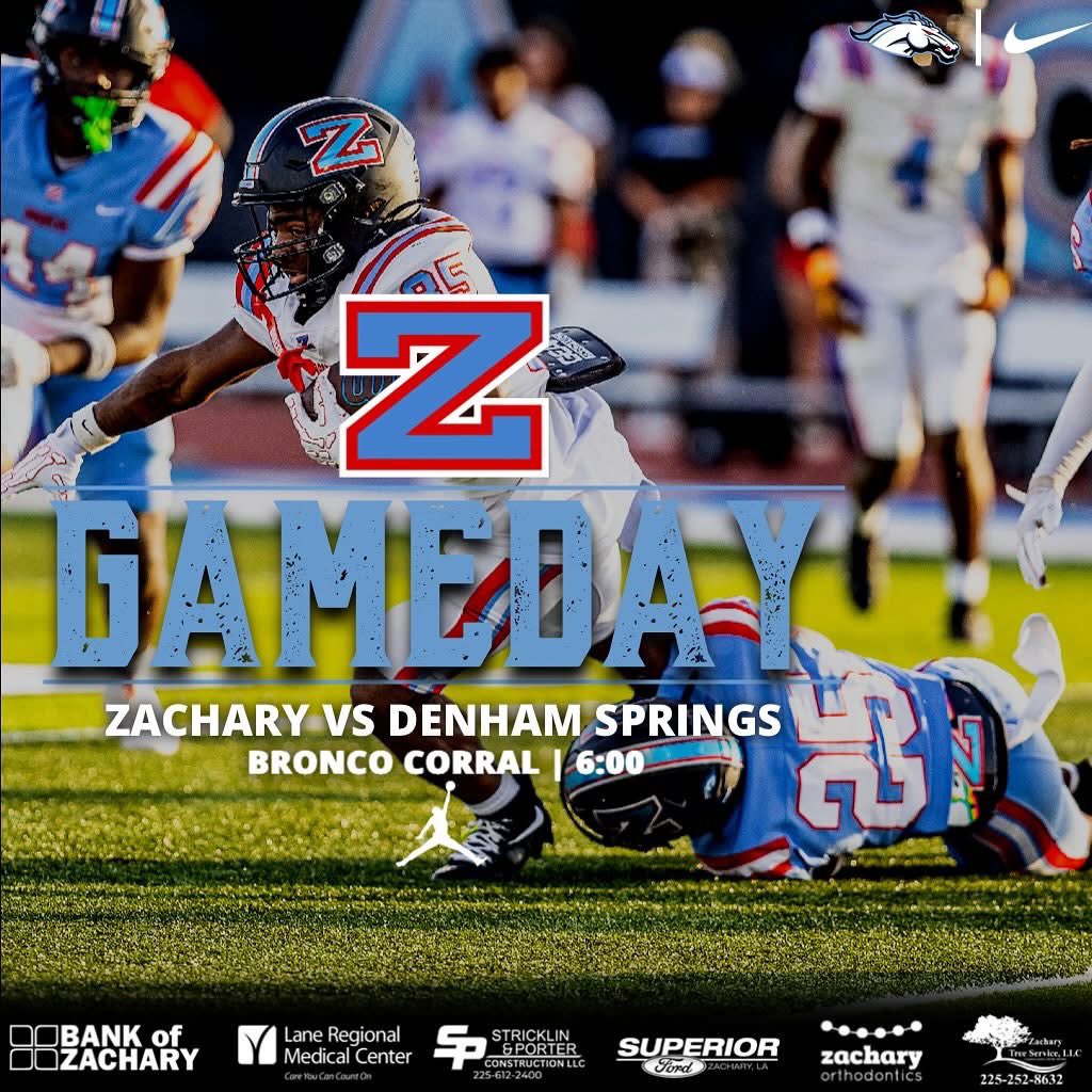 ZAFoundation1's tweet photo. It’s football time, Zachary! 🏈 Join us at the Bronco Corral tonight as the Broncos scrimmage Denham Springs. Gates open early—kickoff at 6:00 PM. Bring the energy! https://t.co/FhsBvWVkGZ
