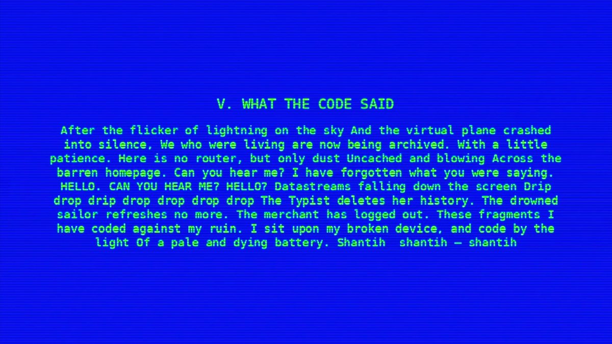 ⌛️ The auction of “waste.land” by <a href="/RJ16848519/">R.J</a>, from his solo exhibition “Waste.Land,” ends in 7 hours. 

📖  The work also comes with a special physical edition—a hand-illustrated chapbook by RJ.

V. WHAT THE CODE SAID

After the flicker of lightning on