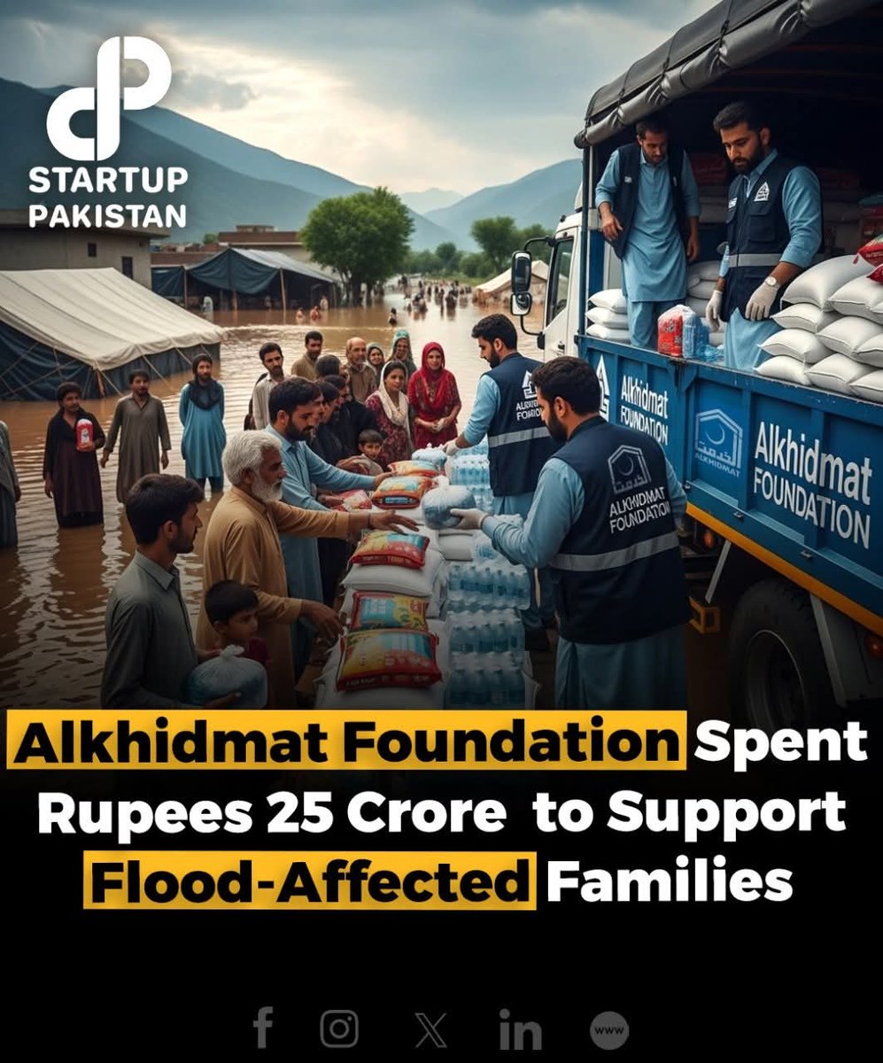 UbaidSk21's tweet photo. Alkhidmat Foundation has so far spent 25 crore rupees to provide relief and support to flood-affected families .

#Alkhidmat #FloodRelief #PakistanFloods #DisasterResponse https://t.co/EM7PIVZRKI
