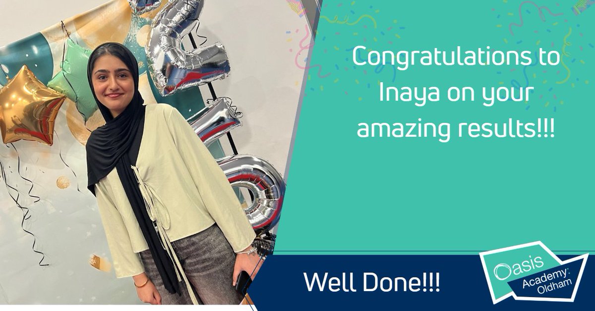 OldhamOasis's tweet photo. Well done Inaya! ๐๐๐
We are so proud of you! Good luck for the future!
#GCSEResultsDay2025 #OCLResults #OasisCommunityLearning https://t.co/U081fLbP9Y
