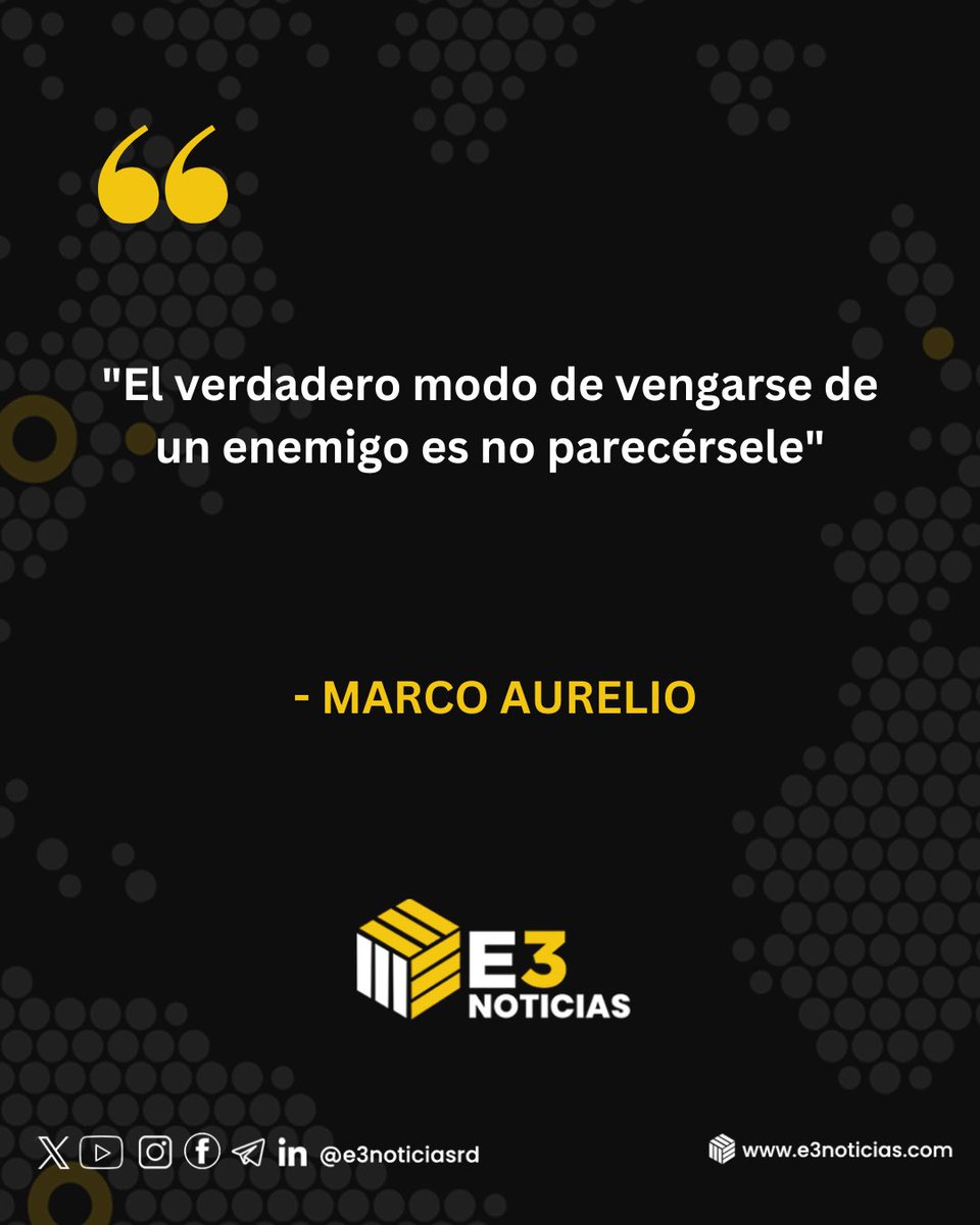 ☀️Iniciamos este día con la frase del Emperador Romano Marco Aurelio. 🏛️

¡Que tengan todos un productivo jueves! 🟨

#E3NoticiasRD  #PeriodismoCiudadanoE3 #FrasesE3  #MarcoAurelio #BuenosDias☀️