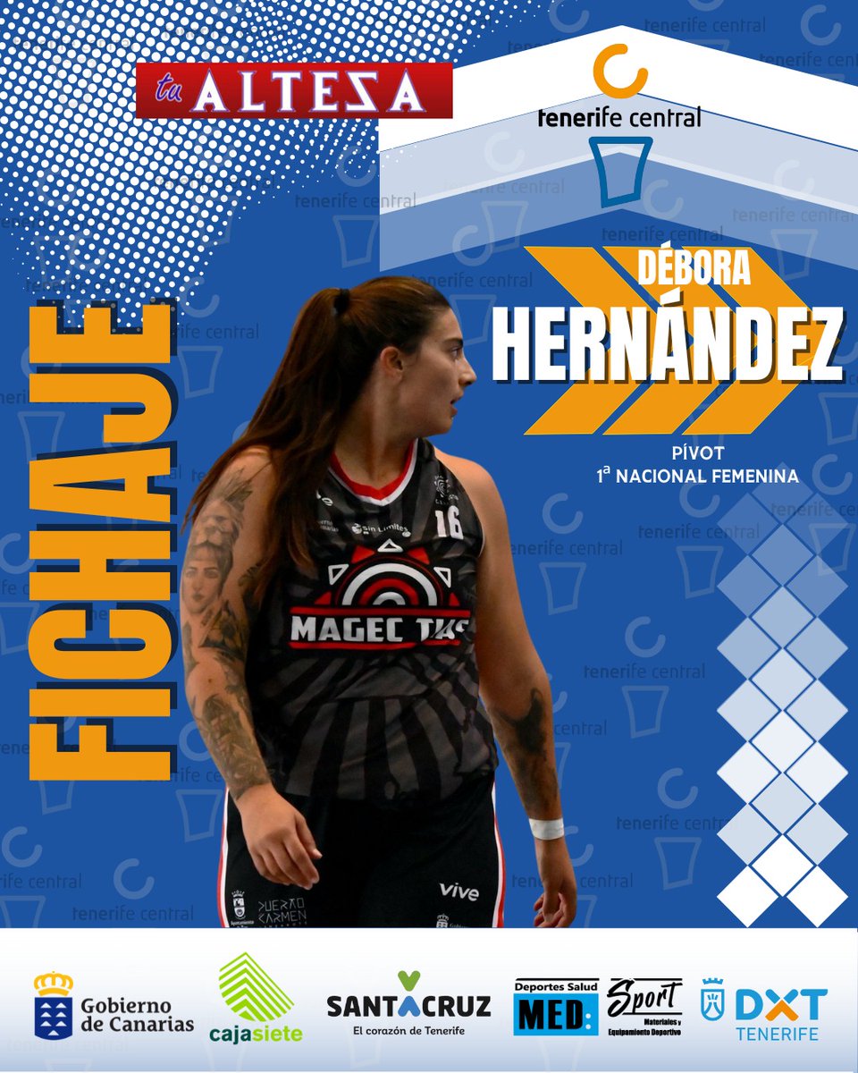 |FICHAJE|
🏀 El Tenerife Central refuerza su juego interior con la llegada de la tinerfeña Débora Hernández. La pasada temporada disputó la Primera Nacional en las filas del Magec Tías y el Clarinos, promediando un total de 12'4 puntos y 9'5 rebotes por encuentro.