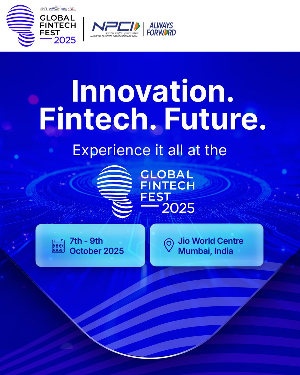 NPCI_NPCI's tweet photo. NPCI is gearing up for GFF 2025 where AI meets inclusive innovation on a global stage.
Stay tuned. We’re just getting started.
#NPCIatGFF #GFF2025 #AlwaysForward #AIinPayments #FintechForAll https://t.co/6PZkpbQKBV