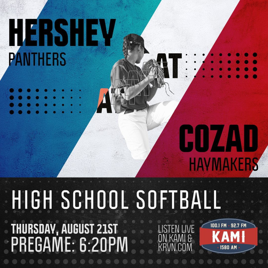 High school softball tonight on KAMI Country and krvn.com.
<a href="/Jon_Willis_/">Jon Willis</a>
<a href="/HaymakerSB/">Cozad Haymaker Softball</a>
<a href="/krvn/">KRVN Radio</a>
<a href="/HersheyPanthers/">Hershey Panthers</a>