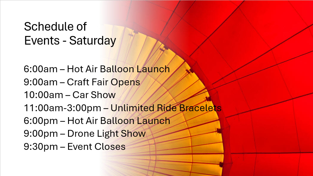 Schedule of Events-Saturday