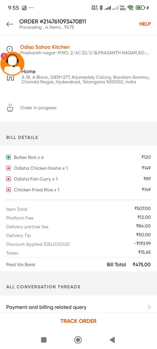 <a href="/Swiggy/">Swiggy</a> <a href="/SwiggyCares/">Swiggy Cares</a> please be careful when ordering from SWIGGY.. THEY ARE CHARGING DELIVERY TIP WITHOUT PERMISSION TO YOU BILL AND SHOWING THE TOTAL AMOUNT. THEY HAVE DONE THIS FRAUDULENT ACTIVITY WITH ME TODAY... ATTACHING THE BILL TOO...
PLEASE BE VERY VERY CAREFUL