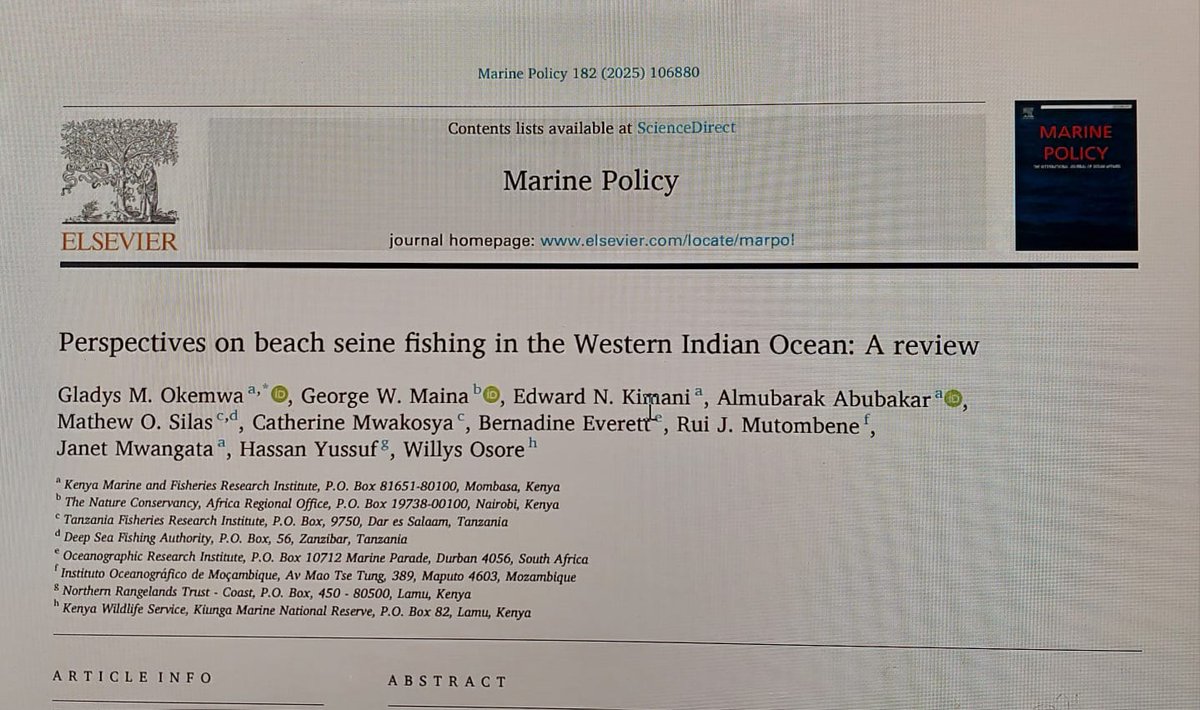 Addressing illegal &amp; damaging #fishing gears: Need to advance holistic, multifaceted, complementary, &amp; inclusive strategies that are grounded in #science &amp; local #community realities

More details here <a href="/PolicyMarine/">Marine Policy</a>  authors.elsevier.com/c/1ldev,714Myb…

<a href="/wiomsa/">WIOMSA</a> <a href="/Nature_Africa/">The Nature Conservancy in Africa</a> <a href="/KmfriResearch/">KMFRI</a>