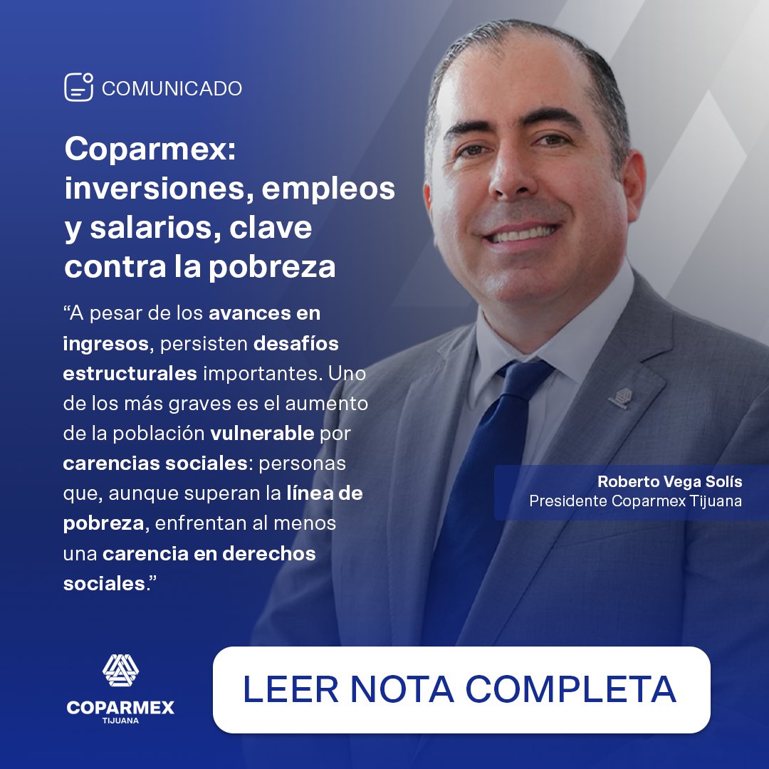 En México la pobreza ha bajado históricamente: 13.7 millones de personas menos desde 2016.

Pero aún hay retos: seguridad social, salud y educación.

El camino: más oportunidades, inclusión y crecimiento sostenido.

📄 Leer #ComunicadoCoparmex
👉 bit.ly/4mtS4VS