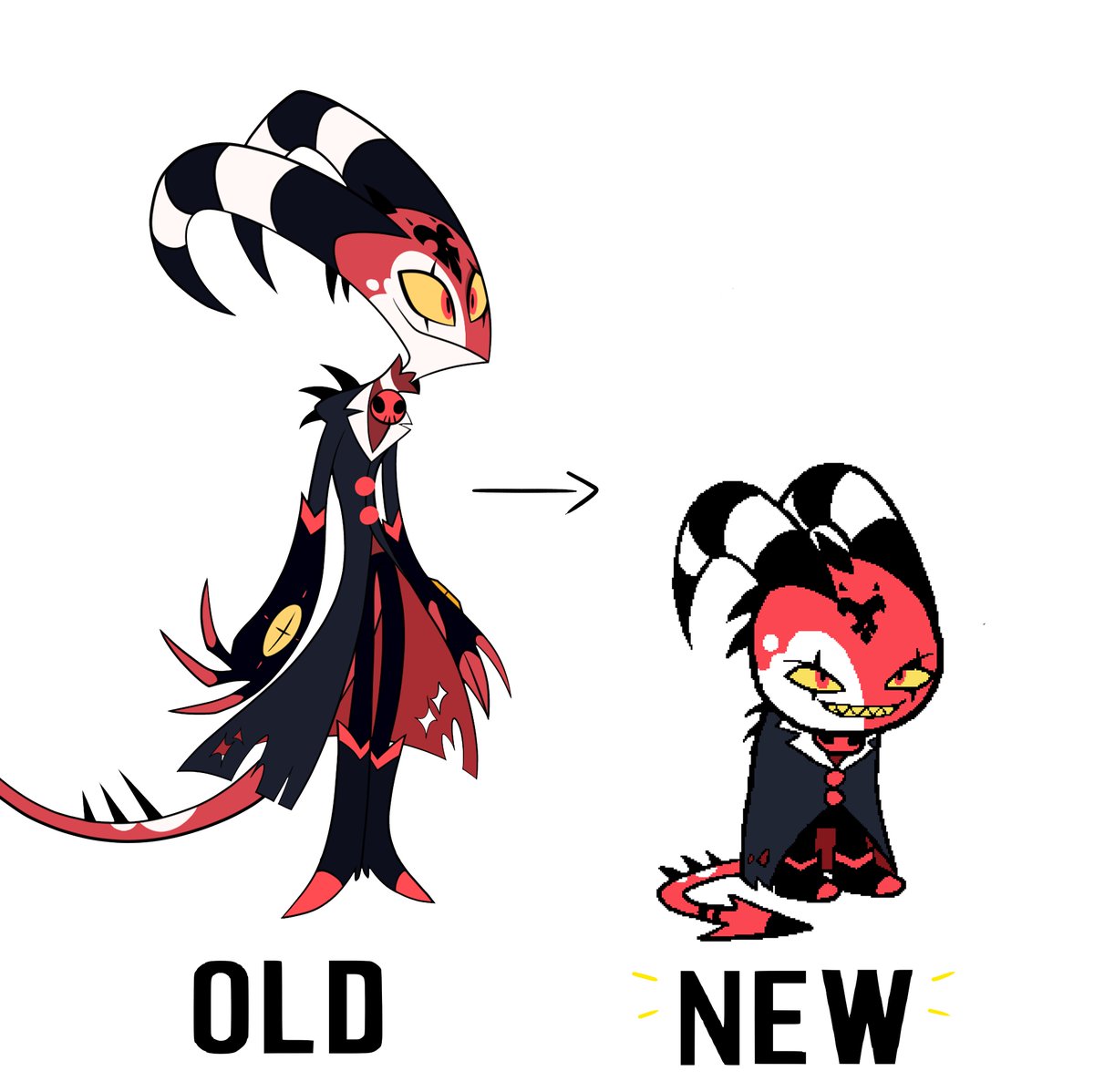 We have heard you guys’ pleas and have updated Blitzo’s base model! Gonna take a little while to update the entire show but anything for you guys 💕 #homestuck #vivziepop #Helluvaboss