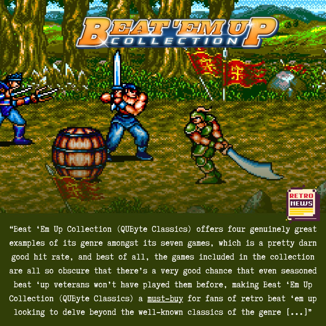 📰 “[...] making Beat ‘Em Up Collection (QUByte Classics) a must-buy for fans of retro beat ‘em up looking to delve beyond the well-known classics of the genre.” - <a href="/RetroNews_com/">Retro Gaming News</a> 

As passionate retro gamers, this review truly warmed our hearts 💚