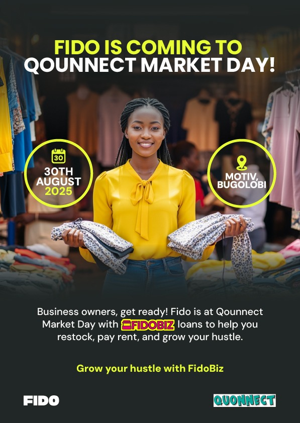 MwizaSophy's tweet photo. Are you a vendor or a shopper? @FidoUganda is coming to you this @QounnectMarketD on 30th August! 

Discover how #Fido loans can help you scale your hustle or handle emergencies! 

Download the Fido App to get started https://t.co/Cj5t9BoREi

#FidoUganda #SmallBusiness #MarketDay #GrowYourHustle