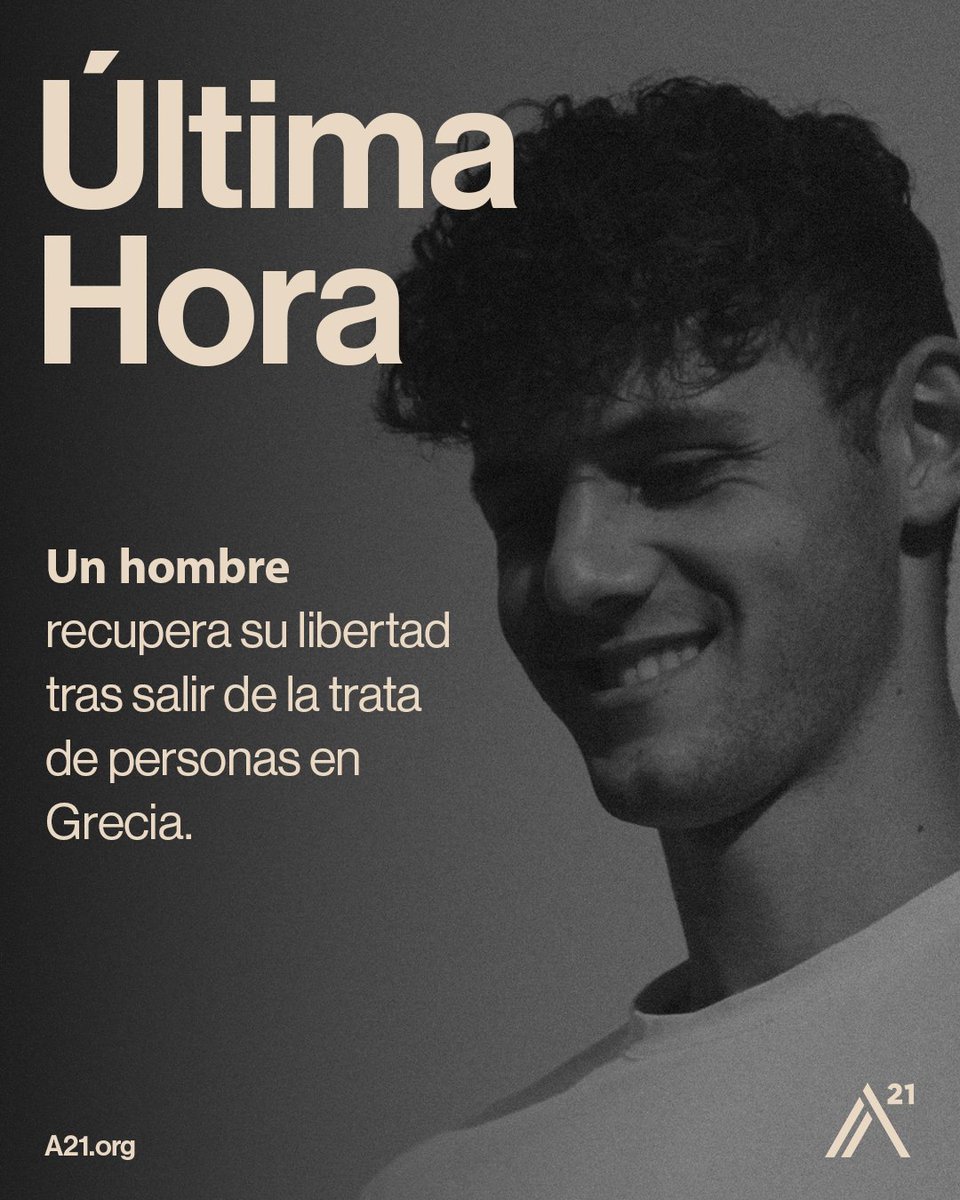 a21spain's tweet photo. ¡Última hora! 

Un hombre ha recuperado su libertad tras ser víctima de trata. Hoy está seguro, recibió sus salarios pendientes y participa en un programa integral de cuidado posterior. 

Esto es el impacto que tú haces posible. https://t.co/yvCEOEpyUB