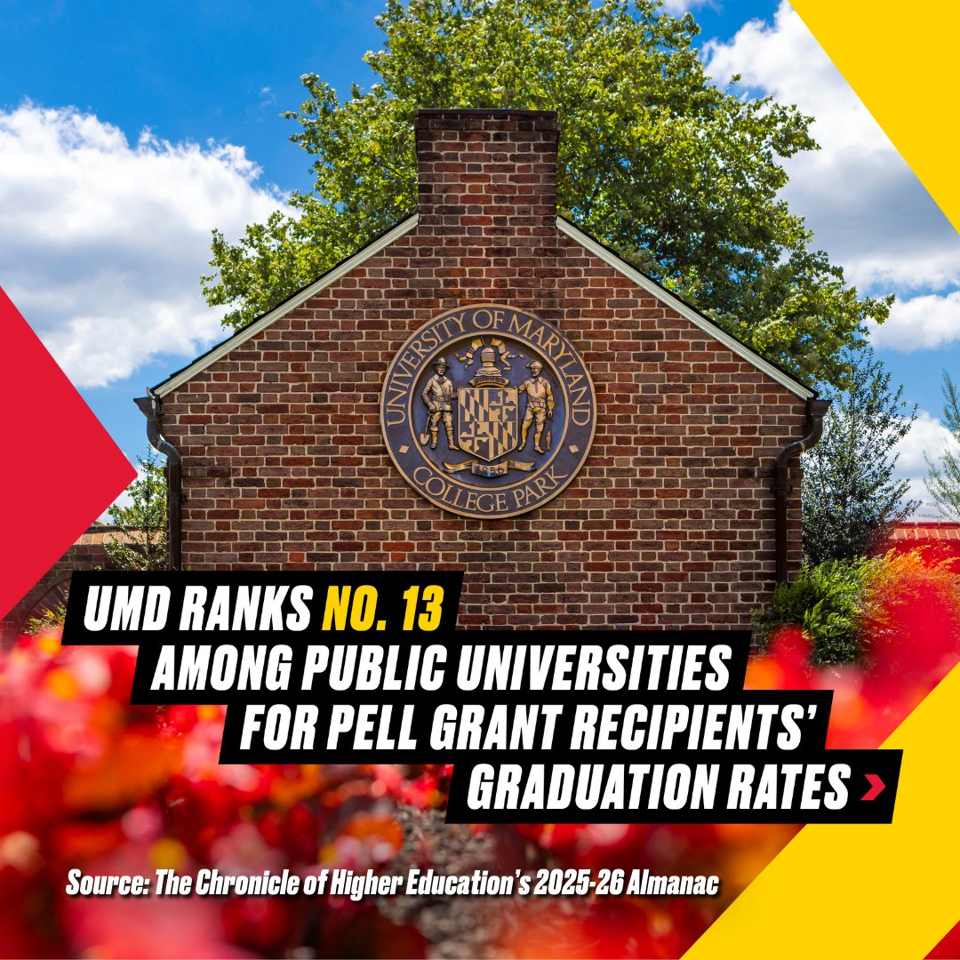 Univ. of Maryland (@uofmaryland) on Twitter photo #UMD is proud to be ranked No. 13 among U.S. four-year public universities for having the best graduation rates for Pell Grant students by the <a href="/chronicle/">The Chronicle of Higher Education</a>! 🎉
More on the ranking: go.umd.edu/21b0 #UMD is proud to be ranked No. 13 among U.S. four-year public universities for having the best graduation rates for Pell Grant students by the <a href="/chronicle/">The Chronicle of Higher Education</a>! 🎉
More on the ranking: go.umd.edu/21b0