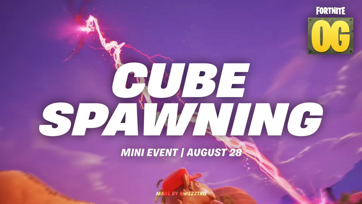 Rezztro's tweet photo. WHEN WILL THE CUBE APPEAR IN FORTNITE OG❓🟪

According to leakers, the mini-event is set to happen on AUGUST 28TH (IN ONE WEEK)! The time of when it will happen is currently unknown. 

I've been asked this question quite a lot this past week so I wanted to make a post about it. Hope this helps whoever was wondering about the date of the mini event!

#Fortnite