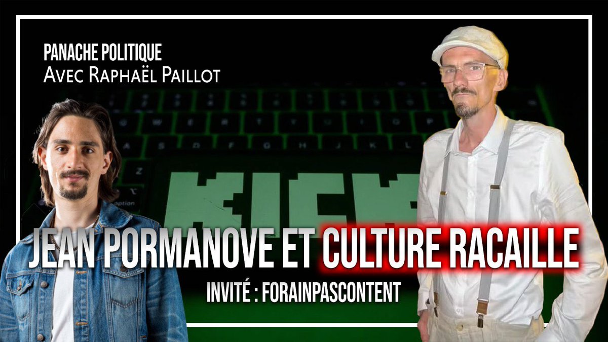 Tout à l'heure, 20h30, commentaire d'actu. On va revenir sur les faits de la mort de Jean Pormanove ainsi qu'en profiter pour analyser la situation. Avec <a href="/Rod41674056/">Forain Pas Content</a> qui me fait l'honneur de sortir de sa roulotte pour m'accompagner sur <a href="/PanachePol/">Panache Politique</a> 

Lien en dessous ⬇️