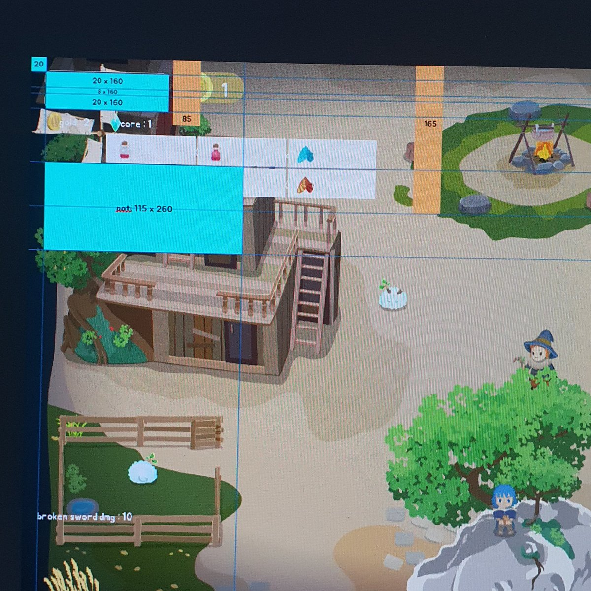 lingjaidee's tweet image. ตั้งใจจะเคลียส์ UI &amp;amp; HUD ของเกม วันนี้ต้องจบให้ได้ อ่าา 😤 //  HUD ahhhhh!  #GameMaker #GML #indiegames