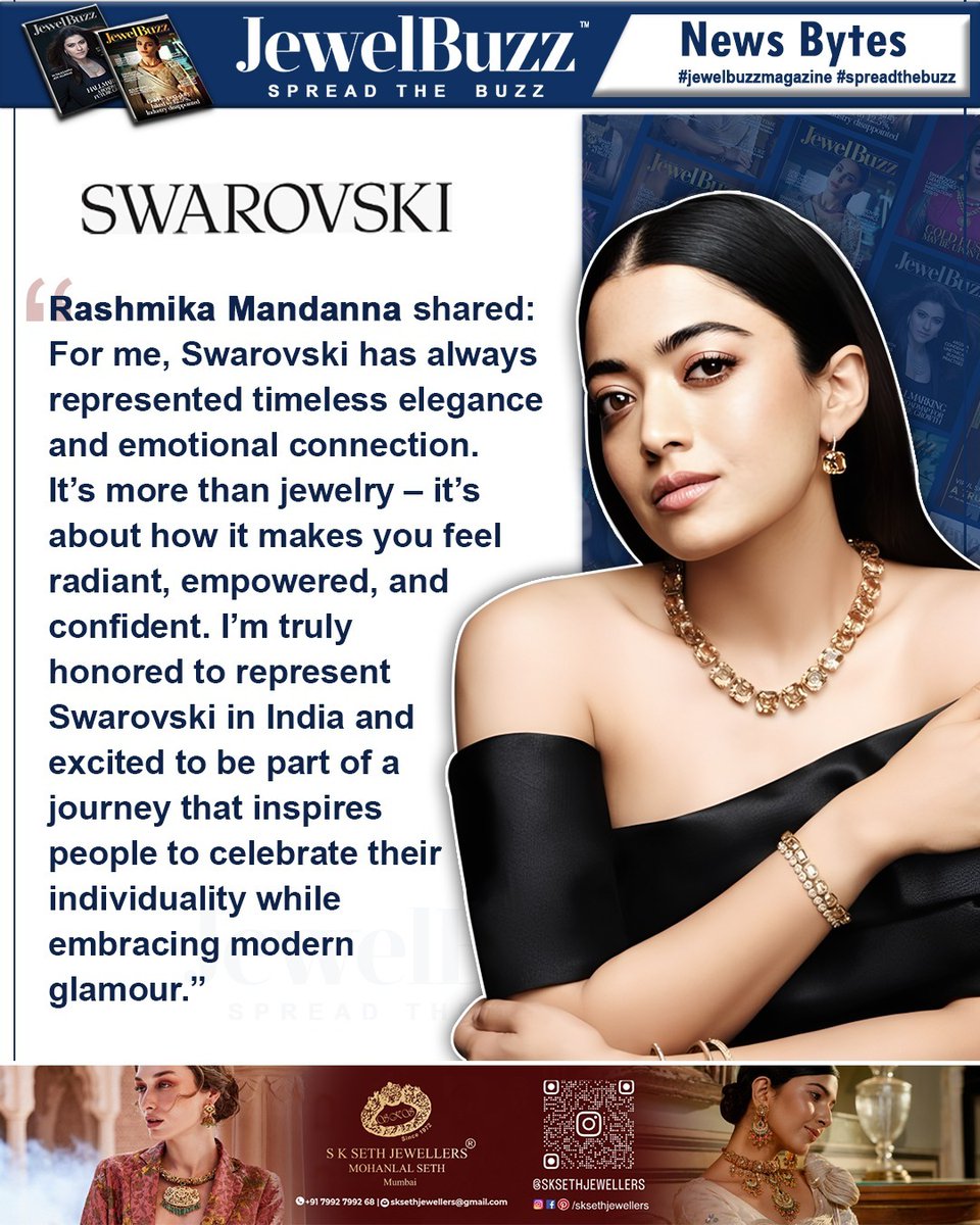jewelbuzz_mag's tweet photo. JewelBuzz #JbNewsBytes
Rashmika Mandanna Joins the Swarovski Asia Family as Brand Ambassador for India
#Swarovski #Partnership #rashmikamandanna #rashmika #brand #ambassador #NewsBytes #jewelbuzz #spreadthebuzz #magazine #jewellery #viral
@iamRashmika @nasrsleiman https://t.co/iySxGQkV6i