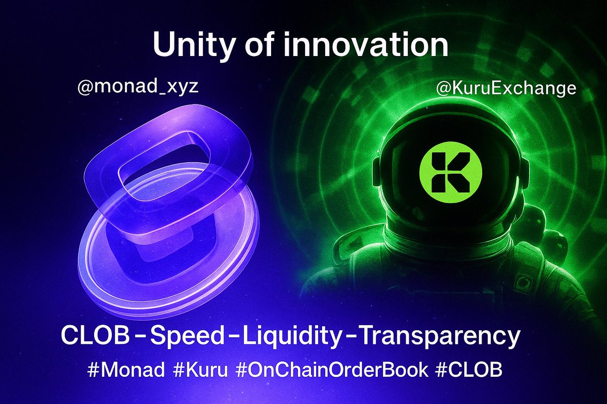 elodyedneiaa's tweet photo. Unity of innovation: When the breakthrough speed of
@monad_xyz
meets the superior trading performance of
@KuruExchange
, it’s not just synergy – it’s the reinvention of DeFi. CLOB – Speed – Liquidity – Transparency. #Monad
@monad
#Kuru #OnChainOrderBook #CLOB #DeFiRevolution https://t.co/p1NJWRSTpf