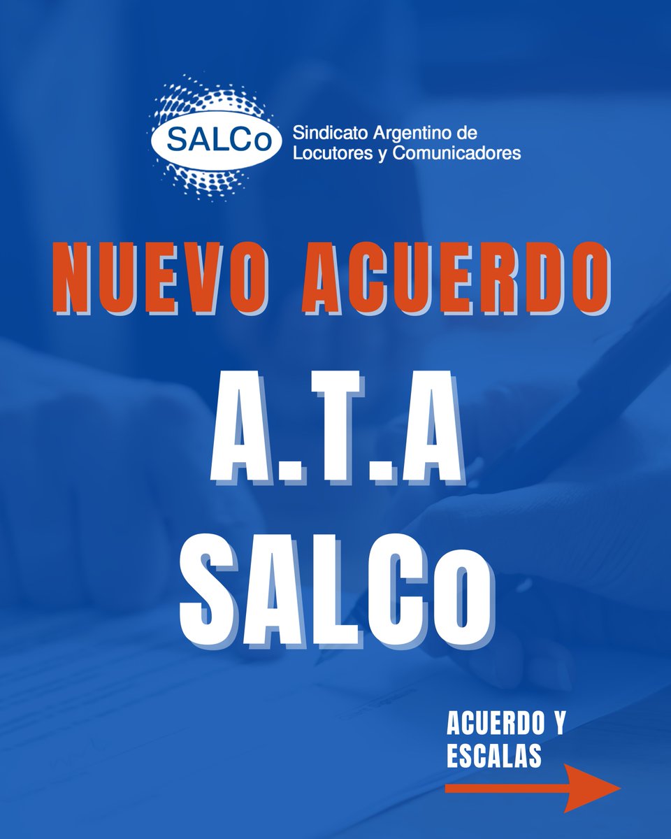 SALCoLocutores's tweet photo. 📢 Acuerdo SALCo – ATA

Se establecieron nuevas condiciones económicas para la actividad.  JULIO - SEPTIEMBRE
👉 En el siguiente link podés leer el acuerdo completo y las escalas. https://t.co/ejawtHosdB https://t.co/h89Dyjs4j9
