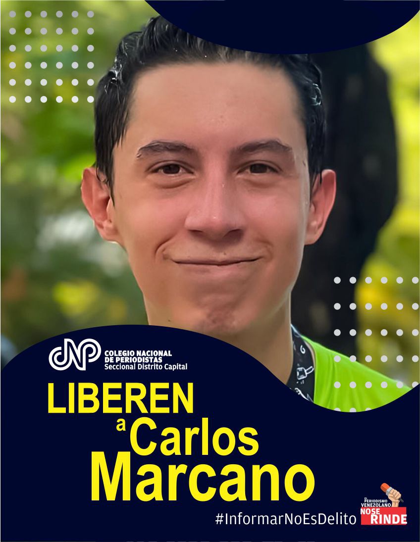 El Diario (@eldiario) on Twitter photo #21Ago | El Colegio Nacional de Periodistas (<a href="/CNPCaracas/">CNP Caracas</a>) exigió la liberación del periodista Carlos Marcano, quien se mantiene privado de libertad desde el #23May.
“El comunicador y profesor universitario Carlos Marcano fue detenido arbitrariamente el #23May, sin orden #21Ago | El Colegio Nacional de Periodistas (<a href="/CNPCaracas/">CNP Caracas</a>) exigió la liberación del periodista Carlos Marcano, quien se mantiene privado de libertad desde el #23May.
“El comunicador y profesor universitario Carlos Marcano fue detenido arbitrariamente el #23May, sin orden