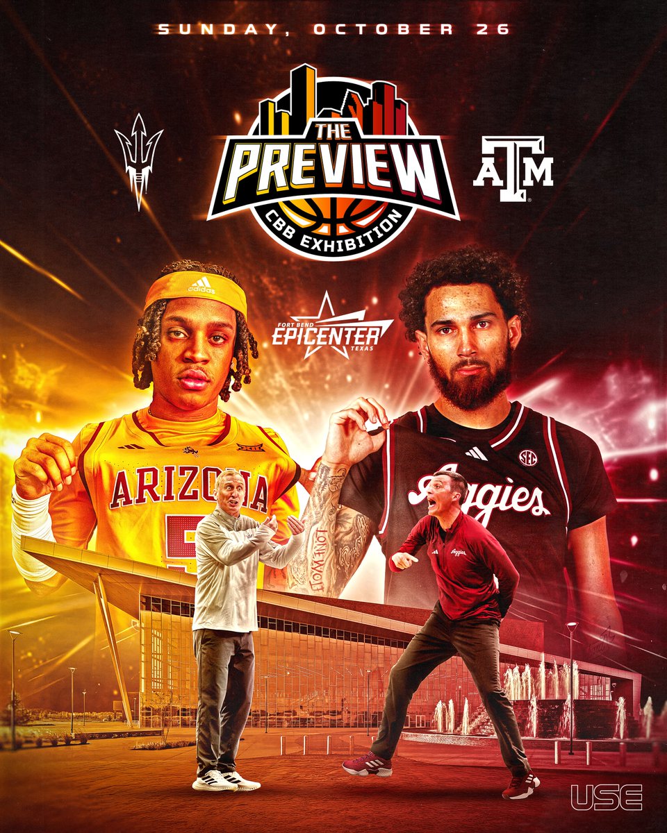 The Preview CBB Exhibition (@thepreviewcbb) on Twitter photo ๐ด Aggie Nation โ <a href="/aggiembk/">Texas A&M Basketball</a> is headed to Houston for The Preview!
๐
Oct. 26
๐ Fort Bend Epicenter
๐ @sundevilhoops
๐๏ธ bit.ly/thepreviewcbb
Bring that 12th Man energy & paint the court maroon & white! ๐๐
#GigEm #AggieBasketball #ThePreview #12thMan ๐ด Aggie Nation โ <a href="/aggiembk/">Texas A&M Basketball</a> is headed to Houston for The Preview!
๐
Oct. 26
๐ Fort Bend Epicenter
๐ @sundevilhoops
๐๏ธ bit.ly/thepreviewcbb
Bring that 12th Man energy & paint the court maroon & white! ๐๐
#GigEm #AggieBasketball #ThePreview #12thMan