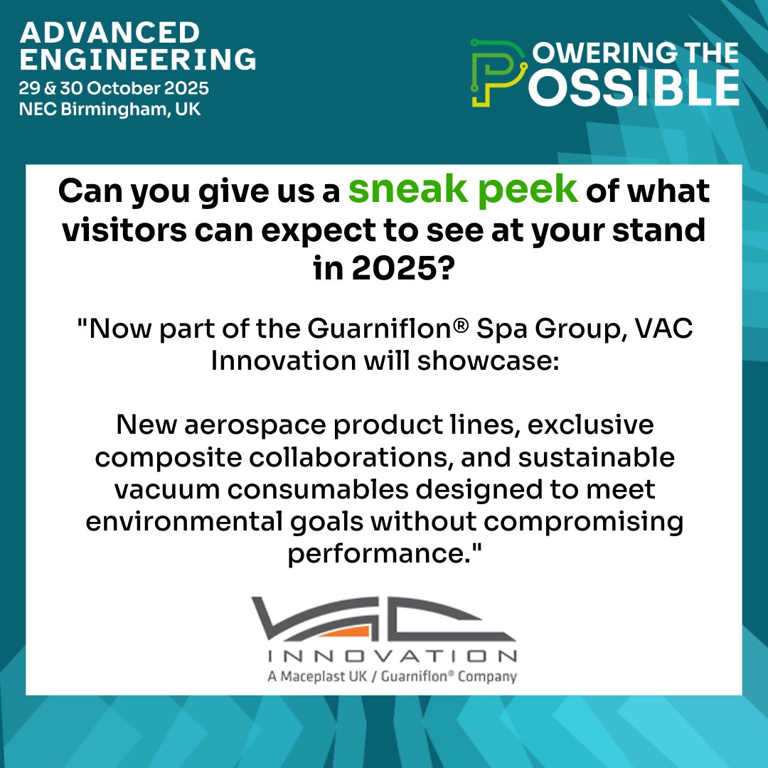 Exhibiting once again at #AEUK25, VAC Innovation will showcase the latest in composite processing technologies. 

they’ll reveal:

✅ New aerospace product lines
✅ Exclusive collaborations
✅ Sustainable vacuum consumables

See VAC Innovation and more at Advanced Engineering!