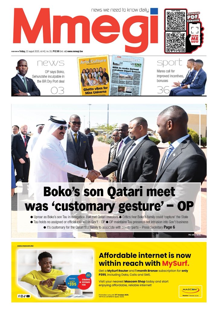 #FrontPage this week : Boko's son Qatari meet was "customary gesture "- OP