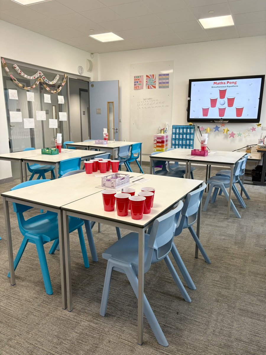 Miss__Richy's tweet photo. National 5 pupils participating in a fun Maths Pong activity to round up Simultaneous Equations!🏓📚 https://t.co/DVWpgyGHvv