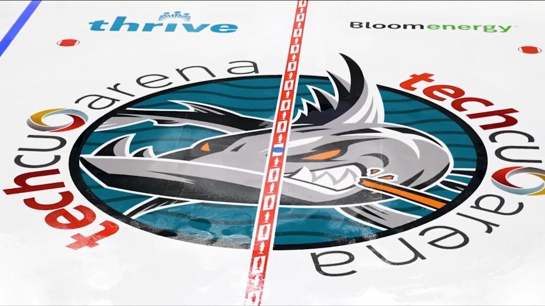 BR_OpenIce's tweet photo. The @sjbarracuda new center ice logo is perfection 🦈🔥 https://t.co/kfwFg5ckpU