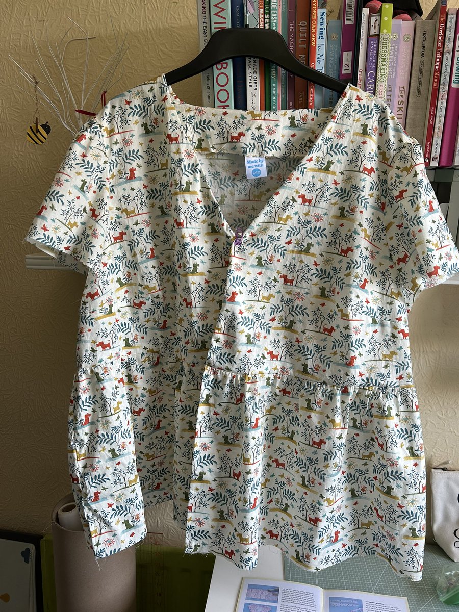 Remember this well mum never got to complete it on the day she attended her course. Then mum has been struggling with work &amp; anxiety issues. She has started it again today, just the tricky part of buttonholes now &amp; hemming. Still a work in progress.