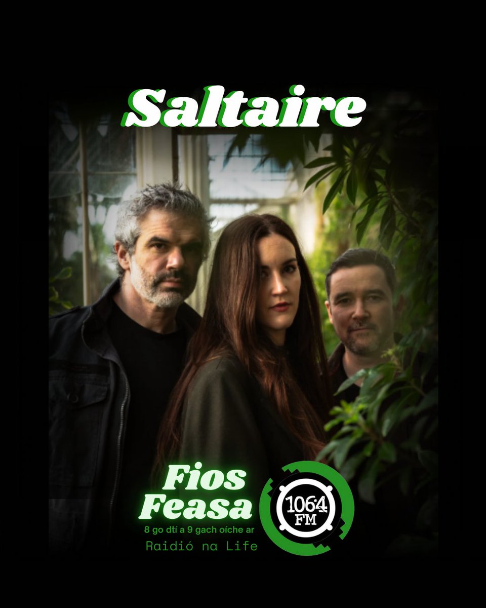 Anocht ar Fios Feasa! Clár LÁN le cheoil.. Beidh <a href="/Saltaire__/">Saltaire</a>  beo sa stiúideo linn ag déanamh cainte is seisiún beo! Agus cloisimid ó <a href="/eabhamcd/">eabhamcd</a>  faoin singil nua aici chomh maith! #FiosFeasa <a href="/AmplifyAgencyIE/">Amplify Agency 📣</a>   <a href="/RustyDonn/">Rossa O Sioradain</a>