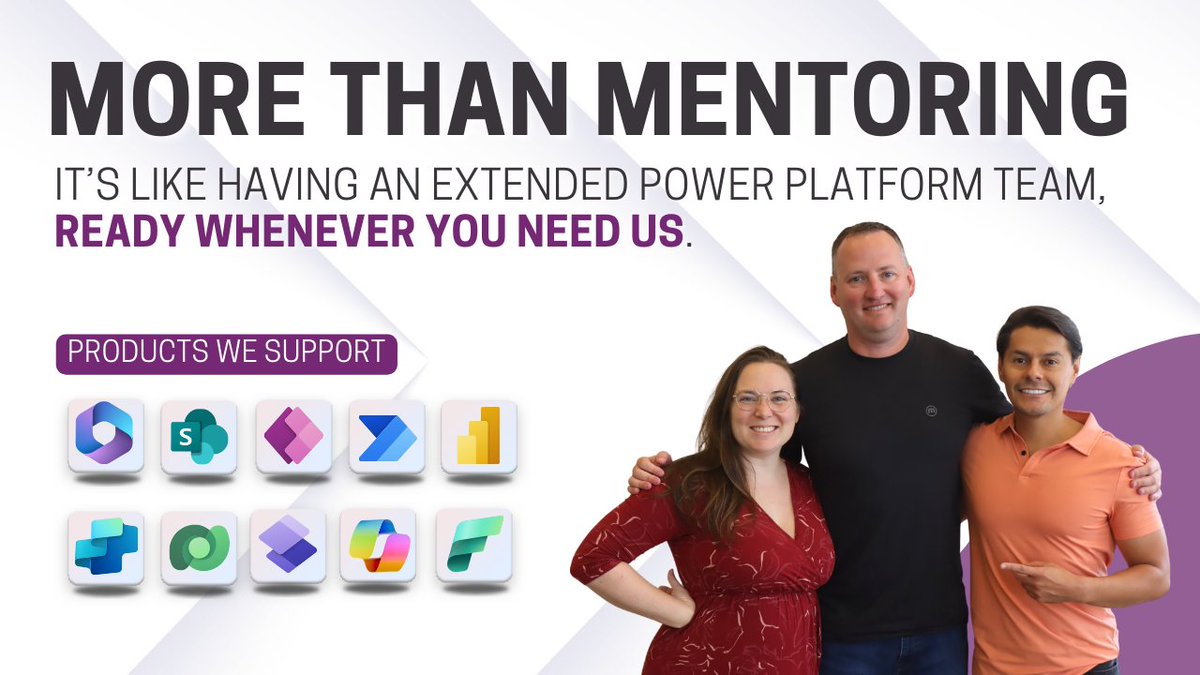 PowerApps911- Power Platform Consulting & Training (@powerapps911) on Twitter photo Every project is different; some weeks you need a quick fix, others a full build plan. Our mentoring flexes with your needs. With expert hours on demand, you’ll always get the right #PowerPlatform help to keep your projects moving forward.
Learn more: ow.ly/vH9n50WJFML Every project is different; some weeks you need a quick fix, others a full build plan. Our mentoring flexes with your needs. With expert hours on demand, you’ll always get the right #PowerPlatform help to keep your projects moving forward.
Learn more: ow.ly/vH9n50WJFML