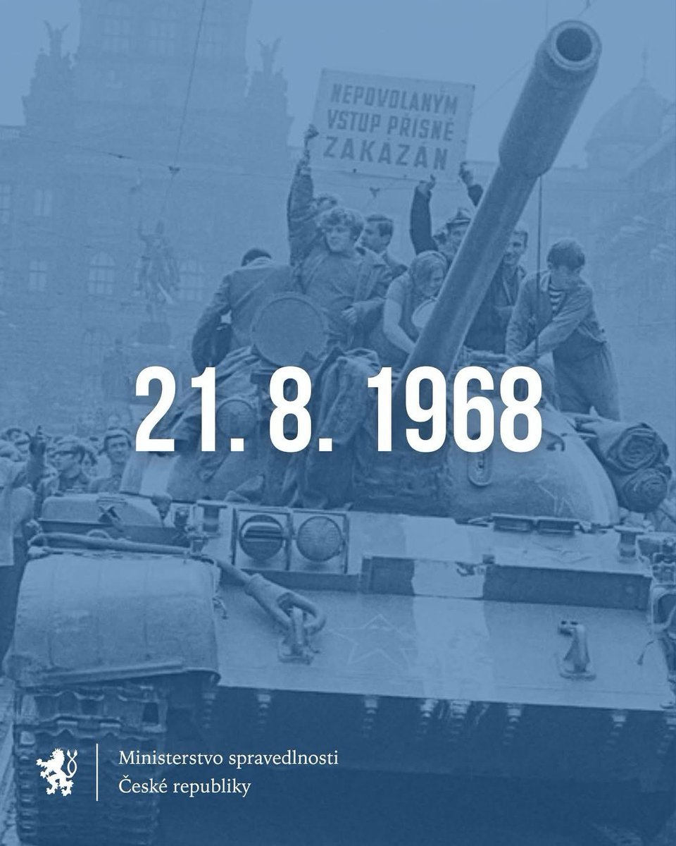 21. srpen 1968 

Dnes si připomínáme 57 let od chvíle, kdy vojska Varšavské smlouvy obsadila tehdejší Československo a násilně ukončila období politického uvolnění nazývané Pražské jaro. Znamenalo to ztrátu naděje na svobodnější vývoj země a přineslo dlouhá léta nesvobody.