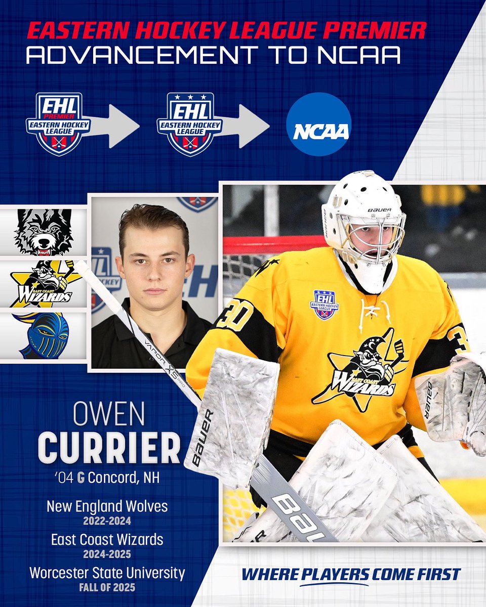For this week’s Ladder of Development Story, we look at East Coast Wizards goaltender Owen Currier. Established as a top goaltender in the EHLP, Currier earned a call-up for his sophomore season. His age out year saw him expand on his role at the EHL level, earning a commitment