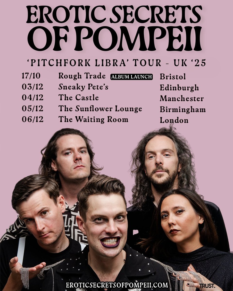 🚨UK DATES ANNOUNCED FOR 2025 🚨 

17-Oct: Bristol@RoughTrade
03-Dec: Edinburgh <a href="/sneakypetesclub/">Sneaky Pete's</a>
04-Dec:  Manchester@thecastlehotel
05-Dec:  Birmingham@Sunflowerlounge
06-Dec:  London <a href="/WaitingRoomN16/">The Waiting Room</a>

Come get some! Tickets on sale now: eroticsecretsofpompeii.com/live

💀💀💀💀💀
