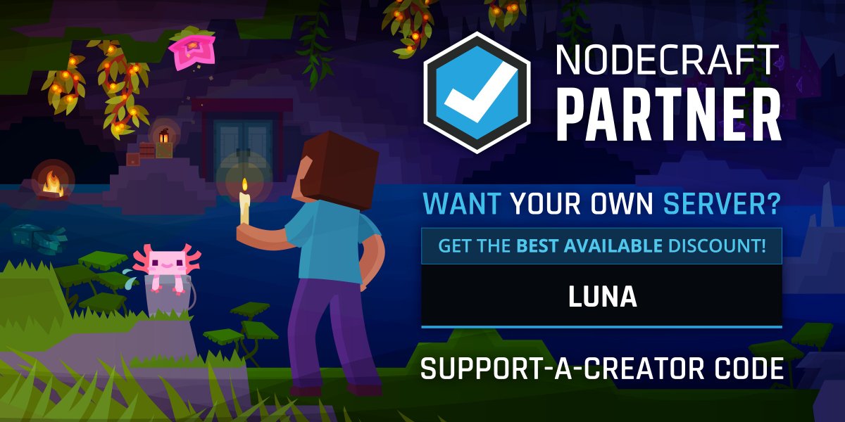 LunaCupcake5's tweet photo. NEWS: I am happy to announce I have partnered up with the amazing folks over at @nodecraft ! So you know our community server is in the safest of hands but I can also help you get a discount so you can have fun with friends on your very own server! https://t.co/iNk9lt4rb8 https://t.co/PRBAniFnOq