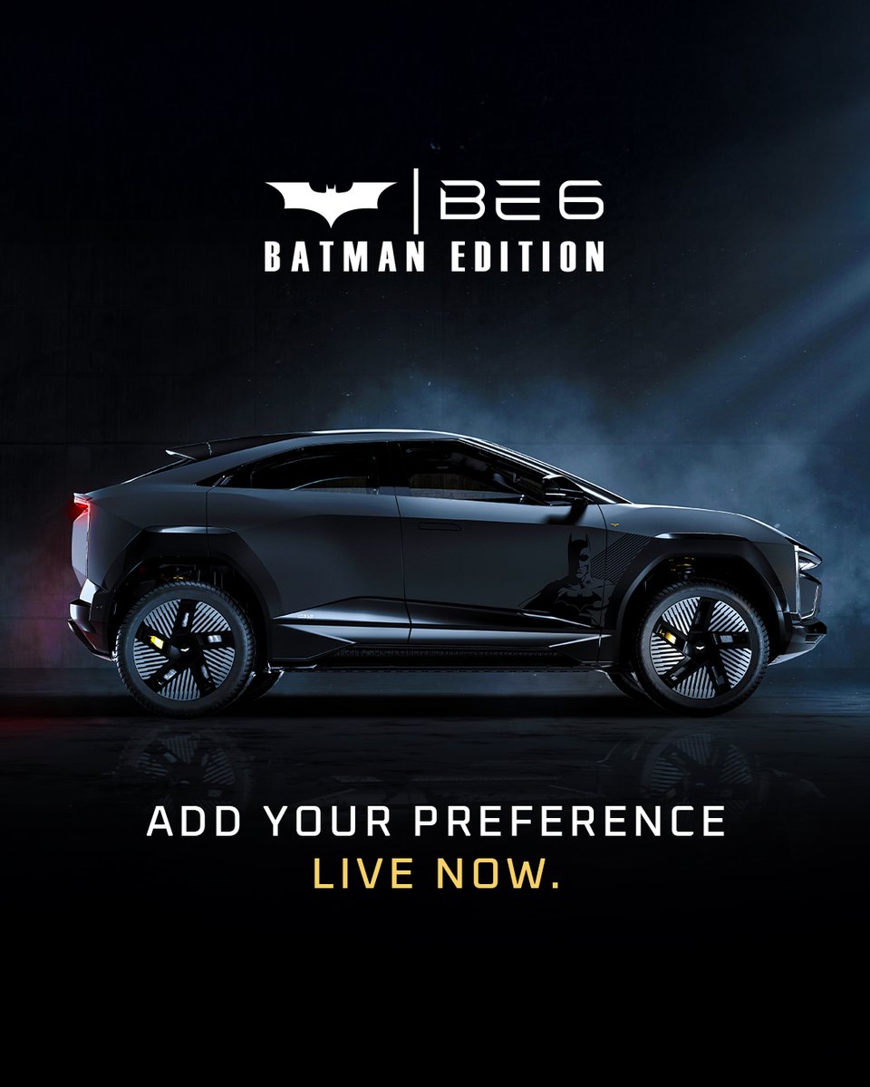 Mahindra Electric Origin SUVs (@mahindraesuvs) on Twitter photo To make your booking smoother, we’ve enabled ‘Add your preference’ on our website.
Bookings open from 23rd August 2025, 11 AM. Deliveries from 20th September 2025.
Know more: mahindraelectricsuv.com/esuv/be-6/batm…
#BE6BatmanEdition #DriveYourLegend #MahindraBE6 #MahindraElectricOriginSUVs To make your booking smoother, we’ve enabled ‘Add your preference’ on our website.
Bookings open from 23rd August 2025, 11 AM. Deliveries from 20th September 2025.
Know more: mahindraelectricsuv.com/esuv/be-6/batm…
#BE6BatmanEdition #DriveYourLegend #MahindraBE6 #MahindraElectricOriginSUVs