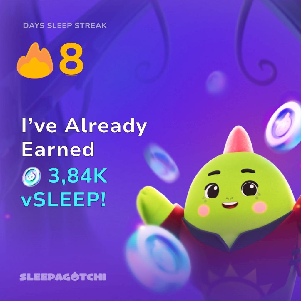 lelong491's tweet photo. Got a sleep streak and vSLEEP!
Join me on Sleepagotchi.
https://t.co/jKY6cb1uaX https://t.co/BTNGlC8MsV